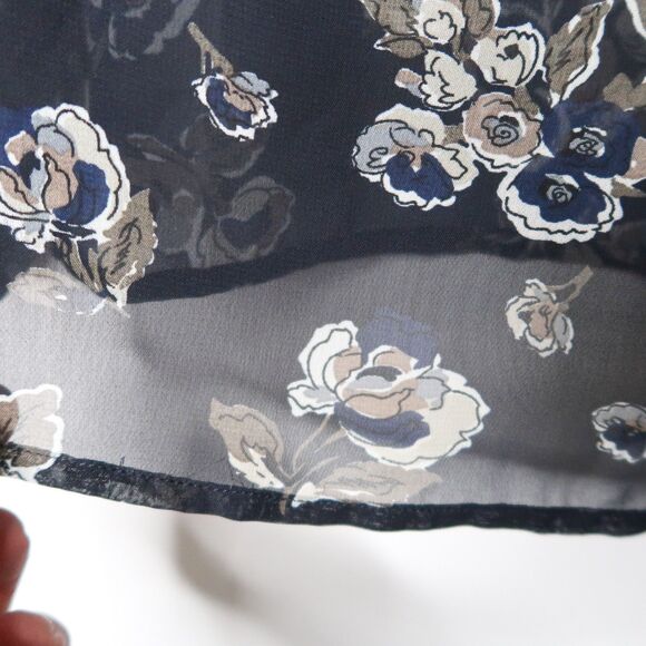 MG Women Button Up Blouse Plus Size 3X Blue Floral Artsy Sheer Office Career - Picture 7 of 7